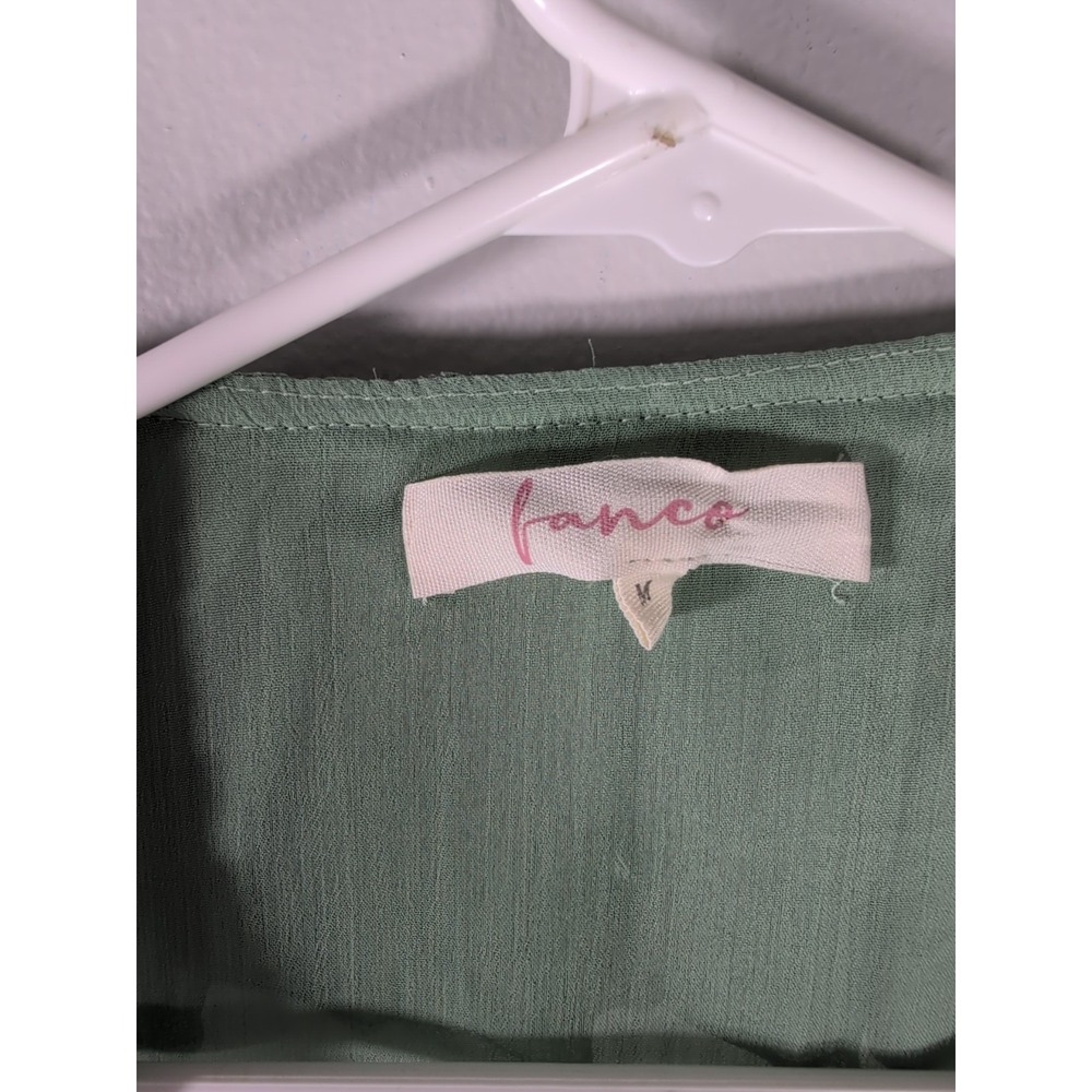 Fanco Ruffle Front Button Tie Top Medium Boho - Picture 6 of 10